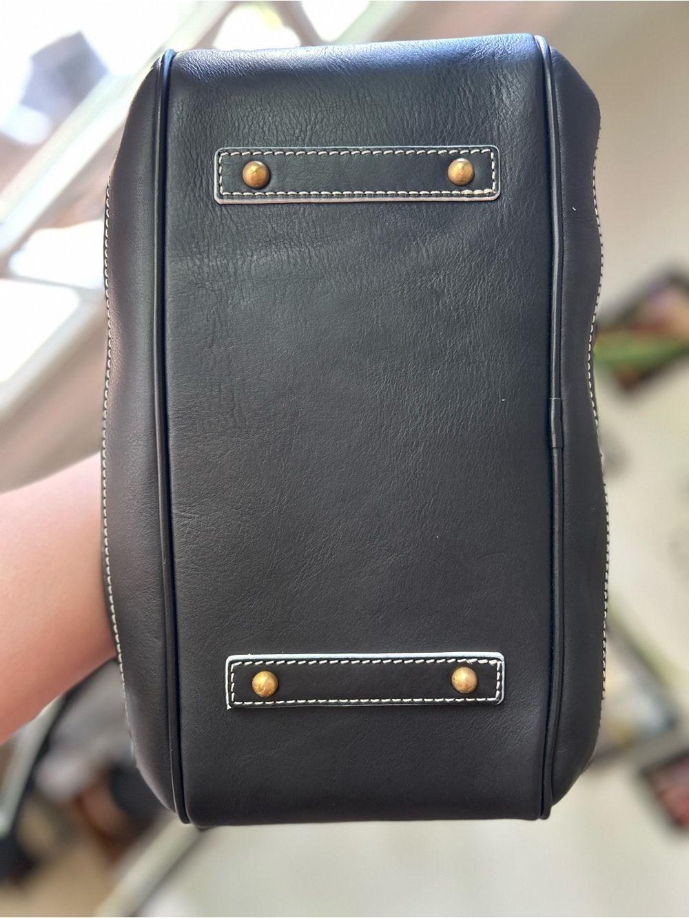Dooney & Bourke Florentine Edge Black Leather Satchel with Contrast Stitching - Picture 5 of 7